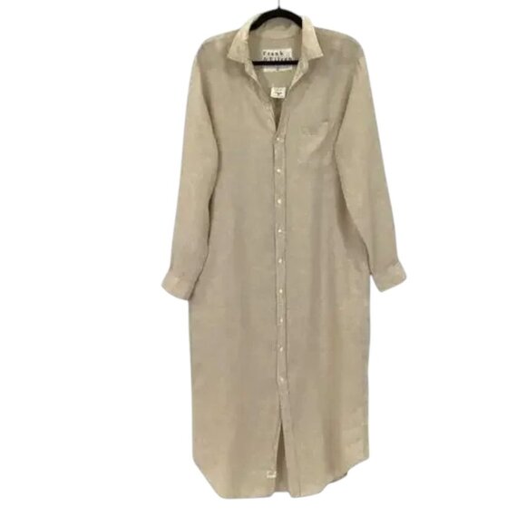 Frank & Eileen Rory Washed Linen Maxi Shirtdress In Sand Beige Size XXS - Picture 2 of 5